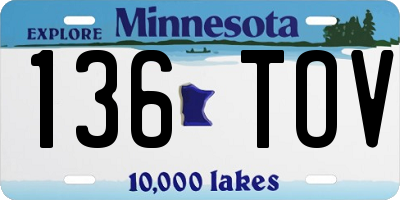 MN license plate 136TOV