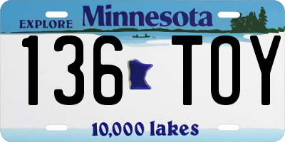 MN license plate 136TOY
