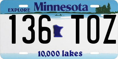 MN license plate 136TOZ
