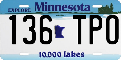 MN license plate 136TPO
