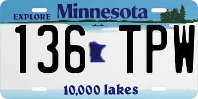 MN license plate 136TPW