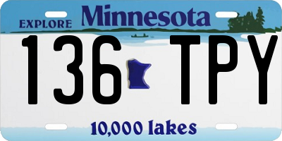 MN license plate 136TPY