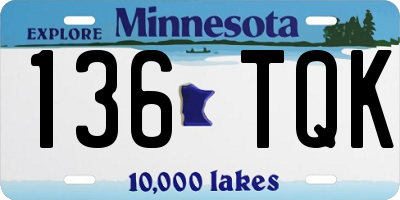 MN license plate 136TQK