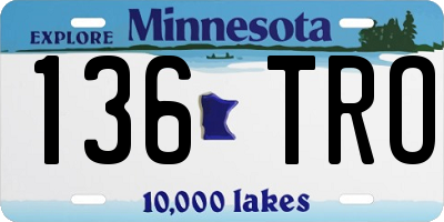 MN license plate 136TRO