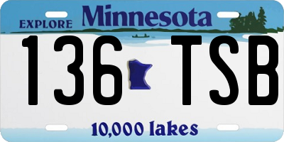MN license plate 136TSB