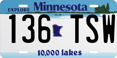 MN license plate 136TSW