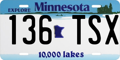 MN license plate 136TSX
