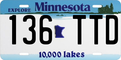 MN license plate 136TTD