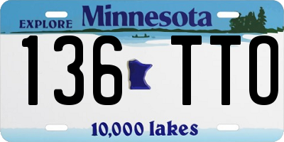 MN license plate 136TTO