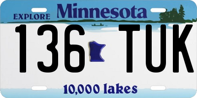 MN license plate 136TUK