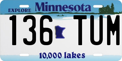 MN license plate 136TUM