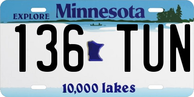 MN license plate 136TUN