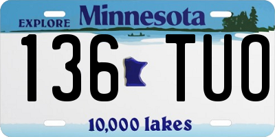 MN license plate 136TUO