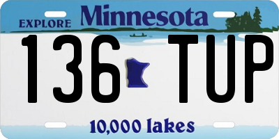 MN license plate 136TUP