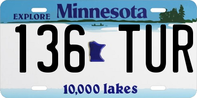 MN license plate 136TUR