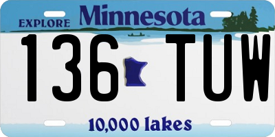 MN license plate 136TUW