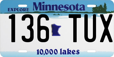 MN license plate 136TUX