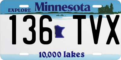 MN license plate 136TVX
