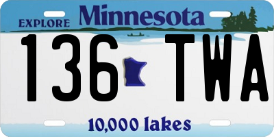 MN license plate 136TWA