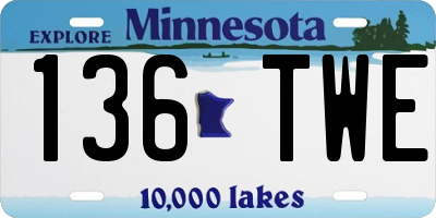 MN license plate 136TWE