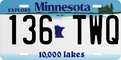 MN license plate 136TWQ
