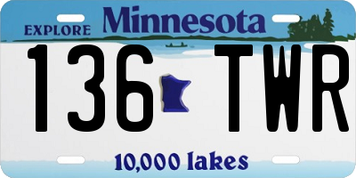 MN license plate 136TWR