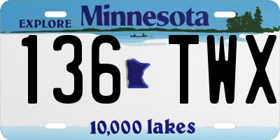 MN license plate 136TWX