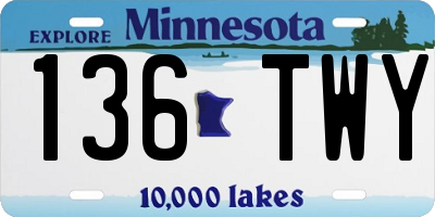 MN license plate 136TWY