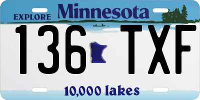 MN license plate 136TXF