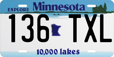 MN license plate 136TXL