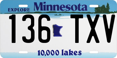 MN license plate 136TXV