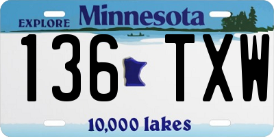 MN license plate 136TXW