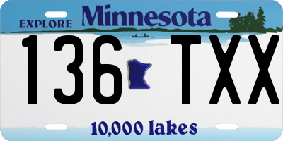 MN license plate 136TXX