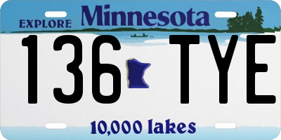 MN license plate 136TYE