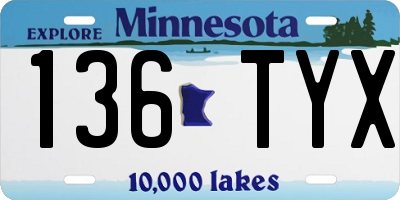 MN license plate 136TYX