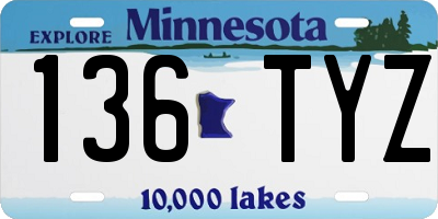 MN license plate 136TYZ