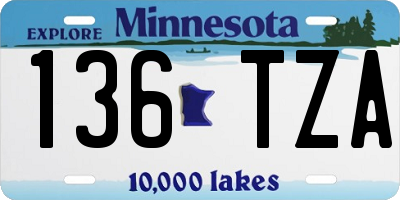 MN license plate 136TZA