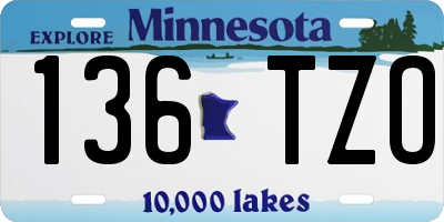 MN license plate 136TZO