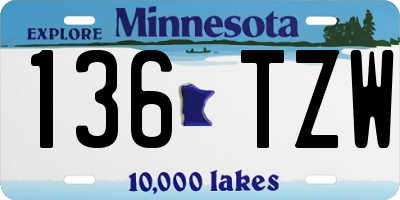 MN license plate 136TZW