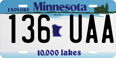 MN license plate 136UAA