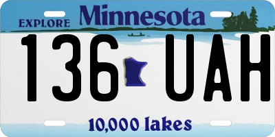 MN license plate 136UAH