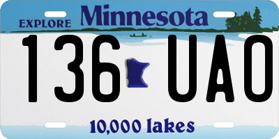 MN license plate 136UAO