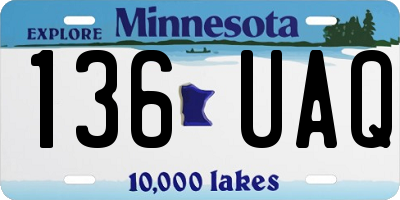 MN license plate 136UAQ