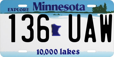 MN license plate 136UAW