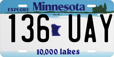 MN license plate 136UAY