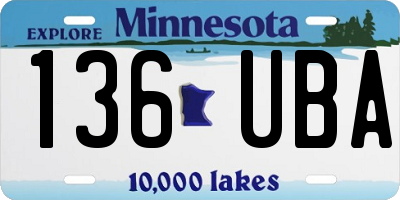 MN license plate 136UBA