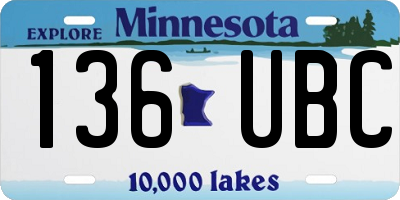 MN license plate 136UBC