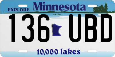 MN license plate 136UBD
