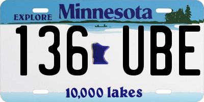 MN license plate 136UBE