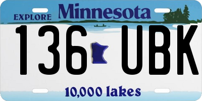 MN license plate 136UBK